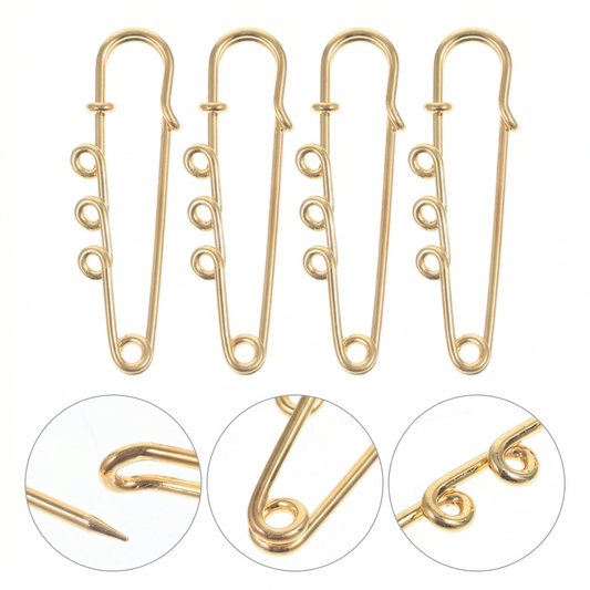 Broche Prendedor con 3 Bucles Dorado (2.0")