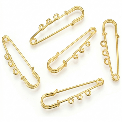 Broche Prendedor con 3 Bucles Dorado (2.0")