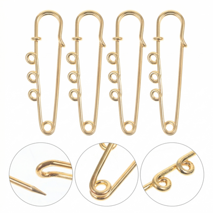 Broche Prendedor con 3 Bucles Dorado (2.0")